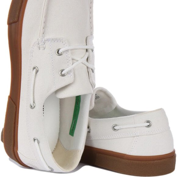 TIMBERLAND MEN\'S UNION WHARF BOAT SHOES IN WHITE CANVAS A5ZDN ALL SIZES main image 4